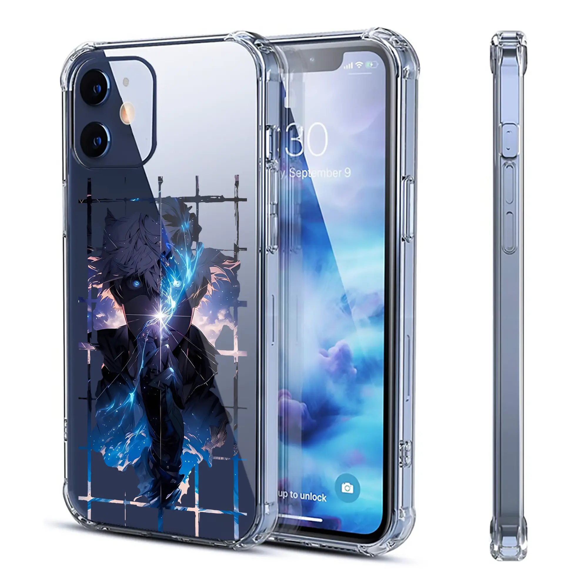 呪術廻戦 グッズ,五条 悟 - IPhone 12シリーズ対応 ・ 透明スマホケース ・ クリアソフトケース ・ TPU素材 ・ 耐衝撃 ・ 高密着 ・ 防汚 防指紋 ・ 簡単着脱